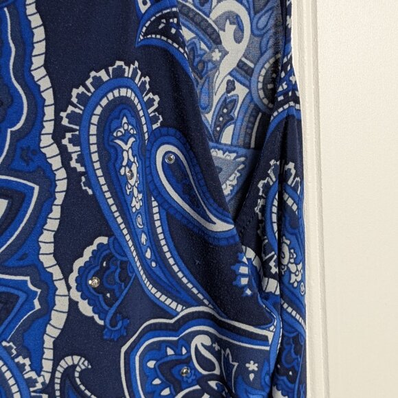 2 For $30 INC Sleeveless Racerback Tunic Top Blue-White Jersey Stretch S - Picture 8 of 8